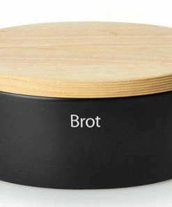 Continenta Brottopf Oval Aus Keramik Mit Holzdeckel, Matt Schwarz 36 X 23 X 13,5 Cm