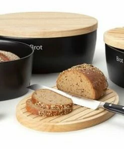 Continenta Brottopf Oval Aus Keramik Mit Holzdeckel, Matt Schwarz 36 X 23 X 13,5 Cm -KitchenAid Shop 3730 3732 3731 2