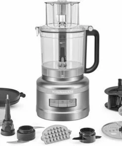 KitchenAid Food Processor 3,1L In Kontur Silber -KitchenAid Shop 5KFP1319xCU front with accessories incl Dicing Kit