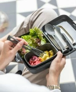 Koziol Lunch Box Candy Ready Mit Besteck-Set In Grau -KitchenAid Shop 7272 CANDY READY 701 5