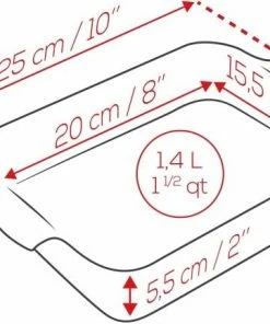 Appolia Auflaufform Rechteckig In Terracotta 25 Cm / 1,4 Liter -KitchenAid Shop APPOLIA DIMENSIONS Rectangle 25 3