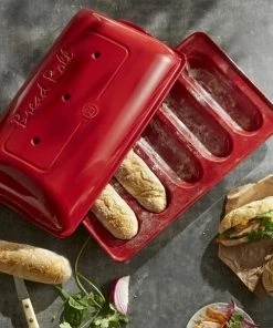 Emile Henry Mini Baguette-Set In Grand Cru 11 Emile Henry Mini Baguette-Set In Grand Cru -KitchenAid Shop EH 5519 Amb Moule 5MiniBaguettes Baker SandwichTop A