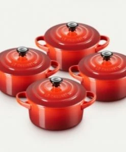 Le Creuset Mini-Cocotte Kirschrot, 4er-Set